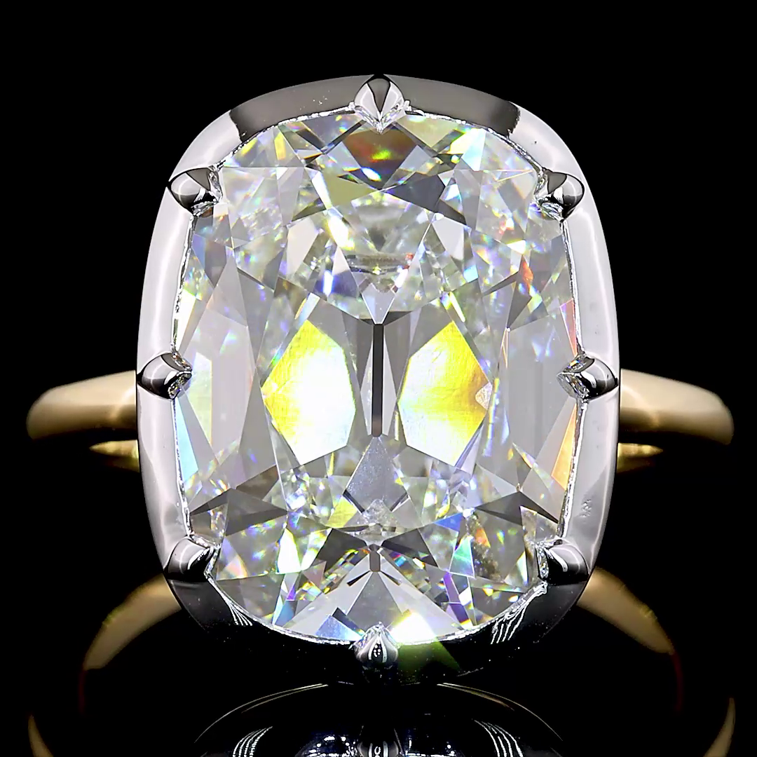 7.2 CT Cushion Lab Grown Diamond Engagement Ring in 14K Two Tone