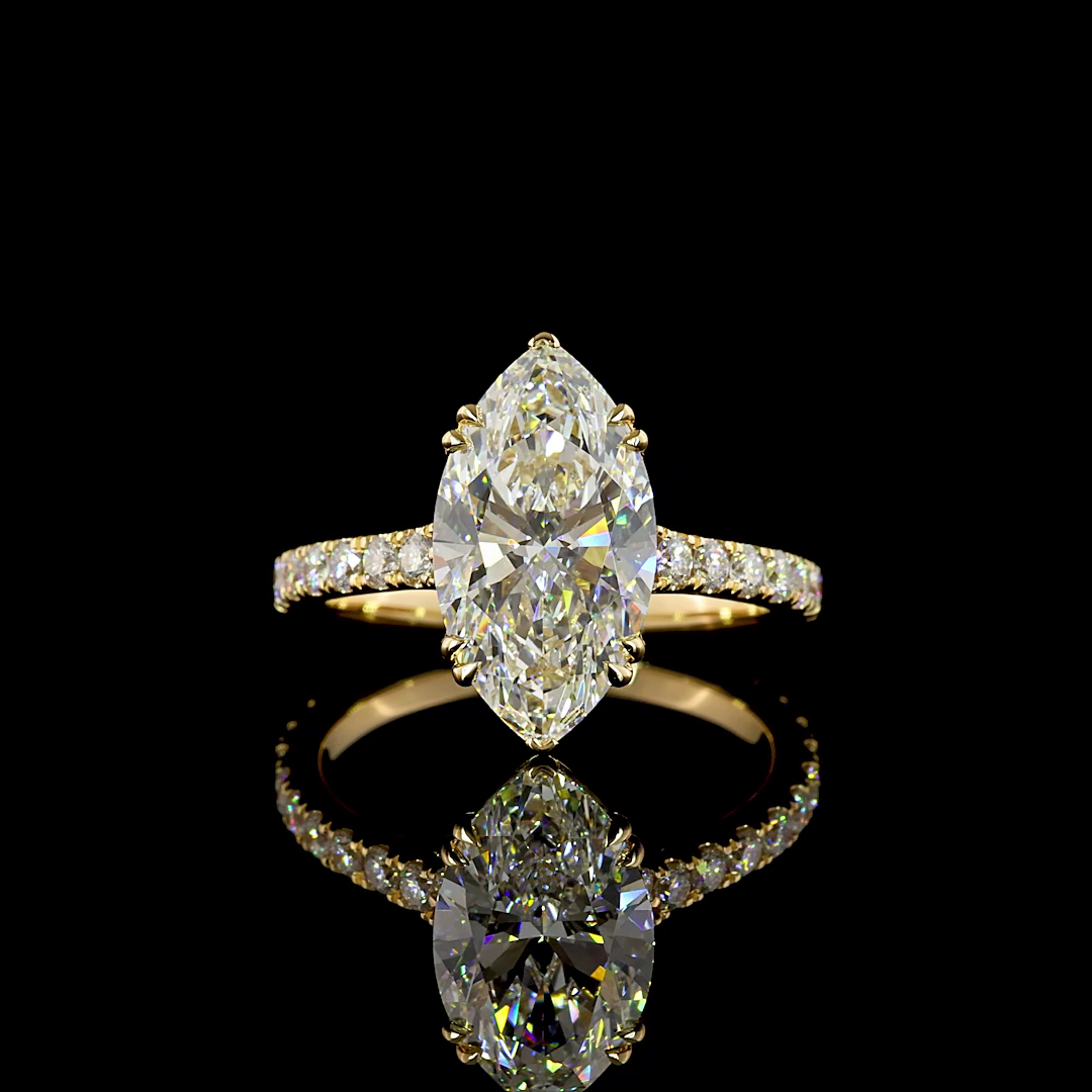 3.68 CT Marquise Lab Grown Diamond Engagement Ring in 18K Yellow Gold