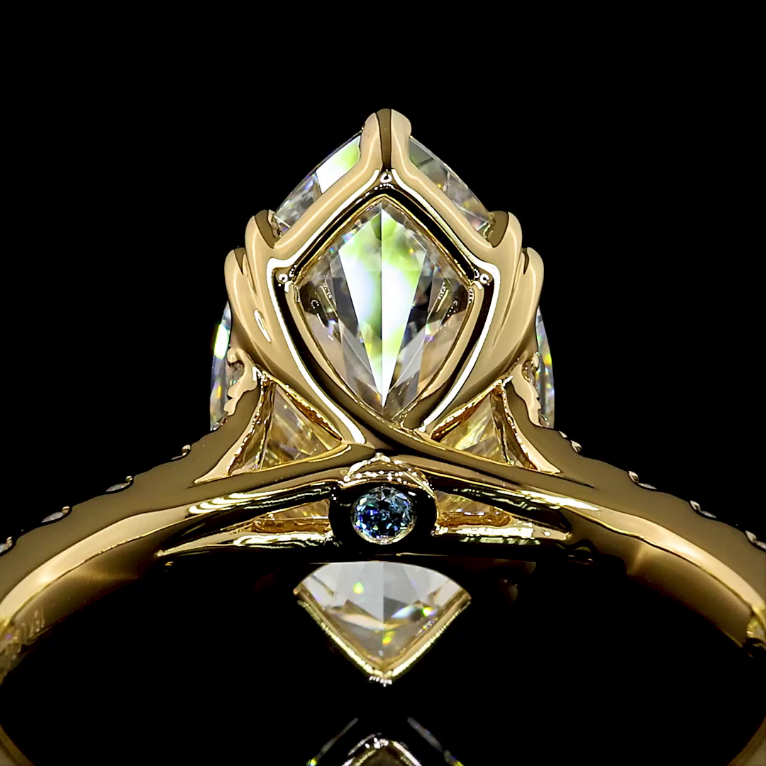 3.68 CT Marquise Lab Grown Diamond Engagement Ring in 18K Yellow Gold