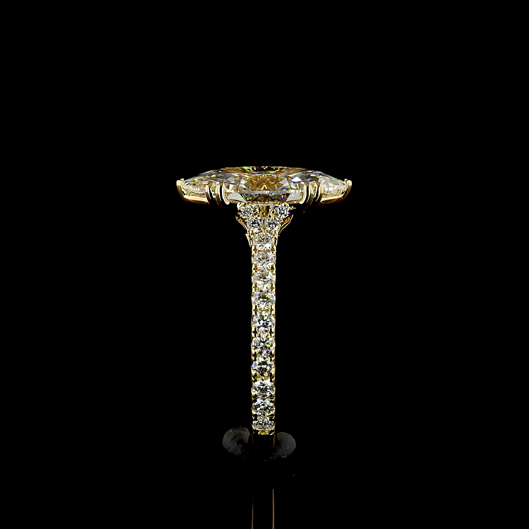 3.68 CT Marquise Lab Grown Diamond Engagement Ring in 18K Yellow Gold