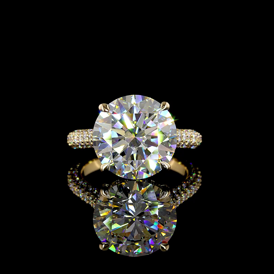 8.31 CT Round Lab Grown Diamond Engagement Ring in 18K Yellow Gold