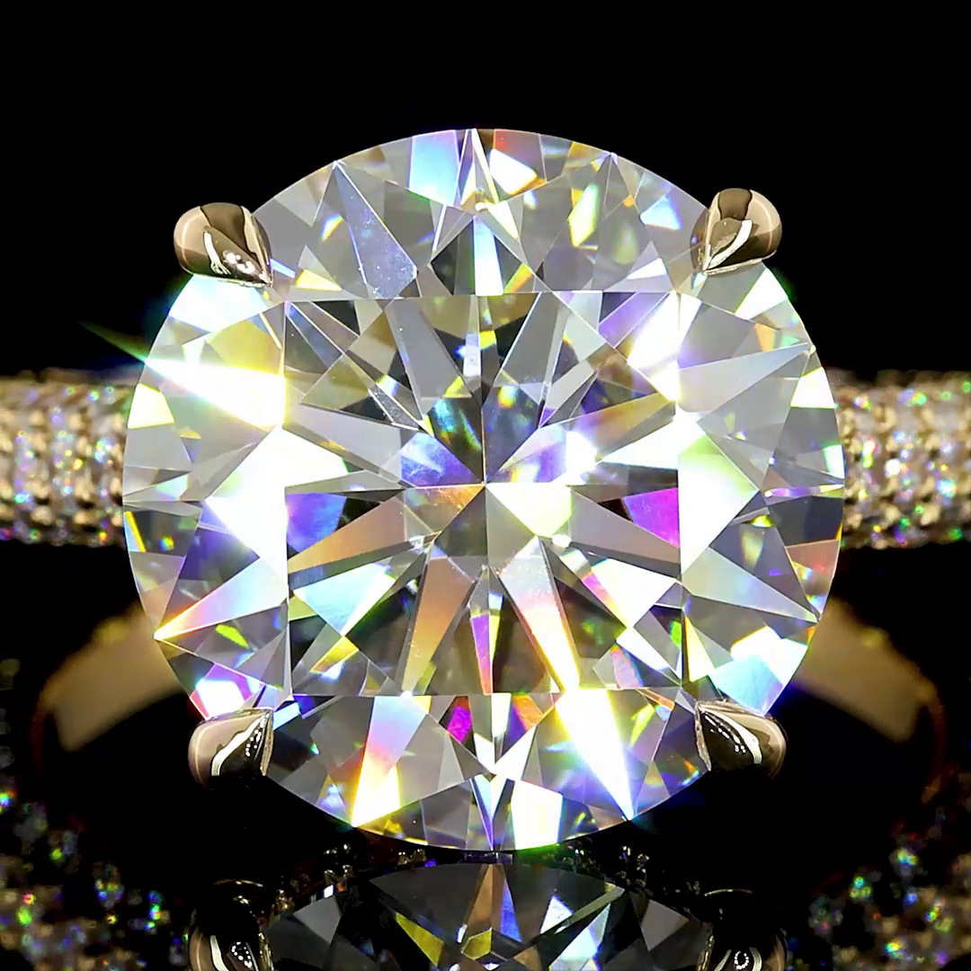 8.31 CT Round Lab Grown Diamond Engagement Ring in 18K Yellow Gold