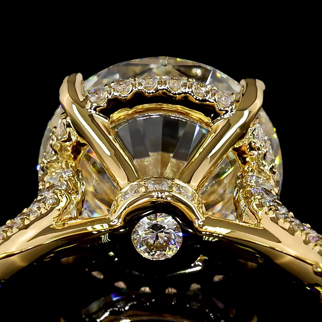 8.31 CT Round Lab Grown Diamond Engagement Ring in 18K Yellow Gold
