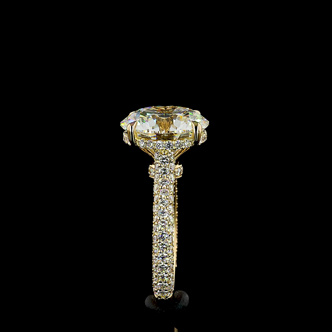 8.31 CT Round Lab Grown Diamond Engagement Ring in 18K Yellow Gold