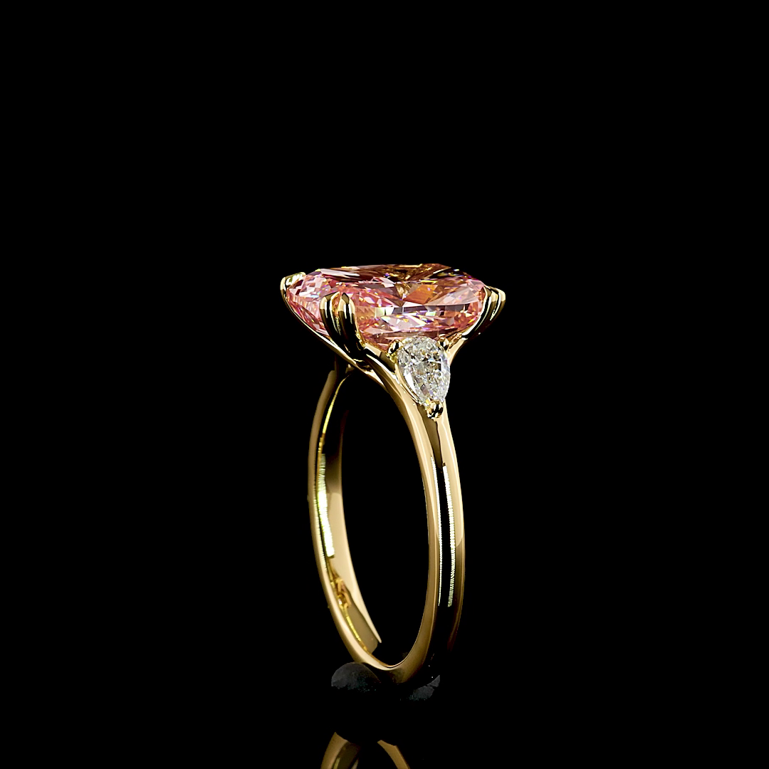 4.44 CT Cushion Lab Grown Diamond Ring in 18K Yellow Gold