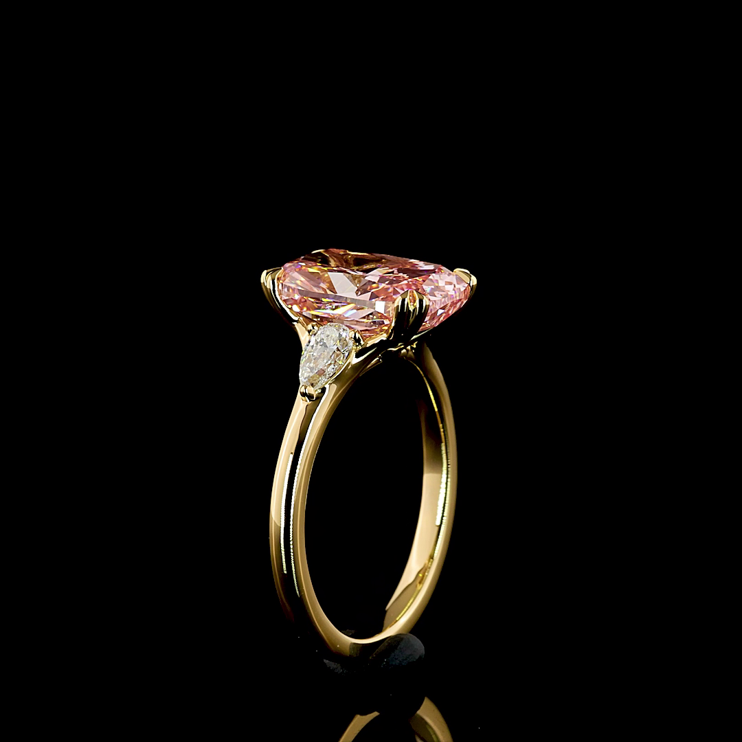 4.44 CT Cushion Lab Grown Diamond Ring in 18K Yellow Gold