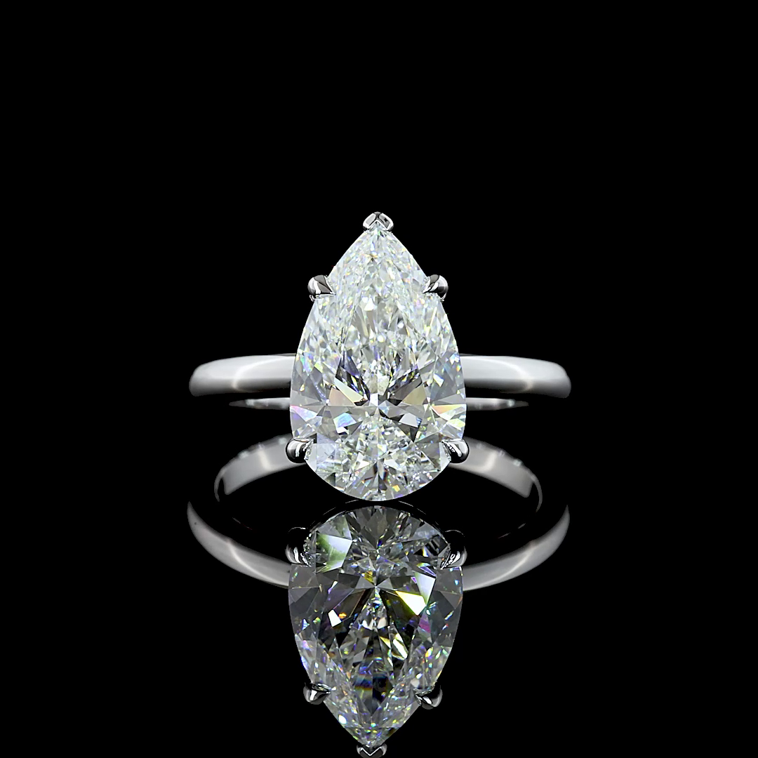 3.6 CT Pear Lab Grown Diamond Engagement Ring in 14K White Gold