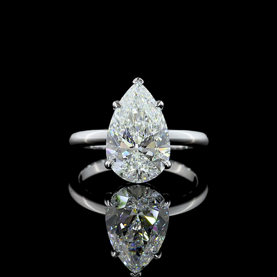3.6 CT Pear Lab Grown Diamond Engagement Ring in 14K White Gold