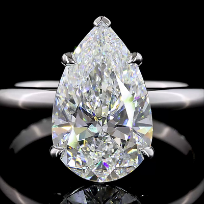 3.6 CT Pear Lab Grown Diamond Engagement Ring in 14K White Gold