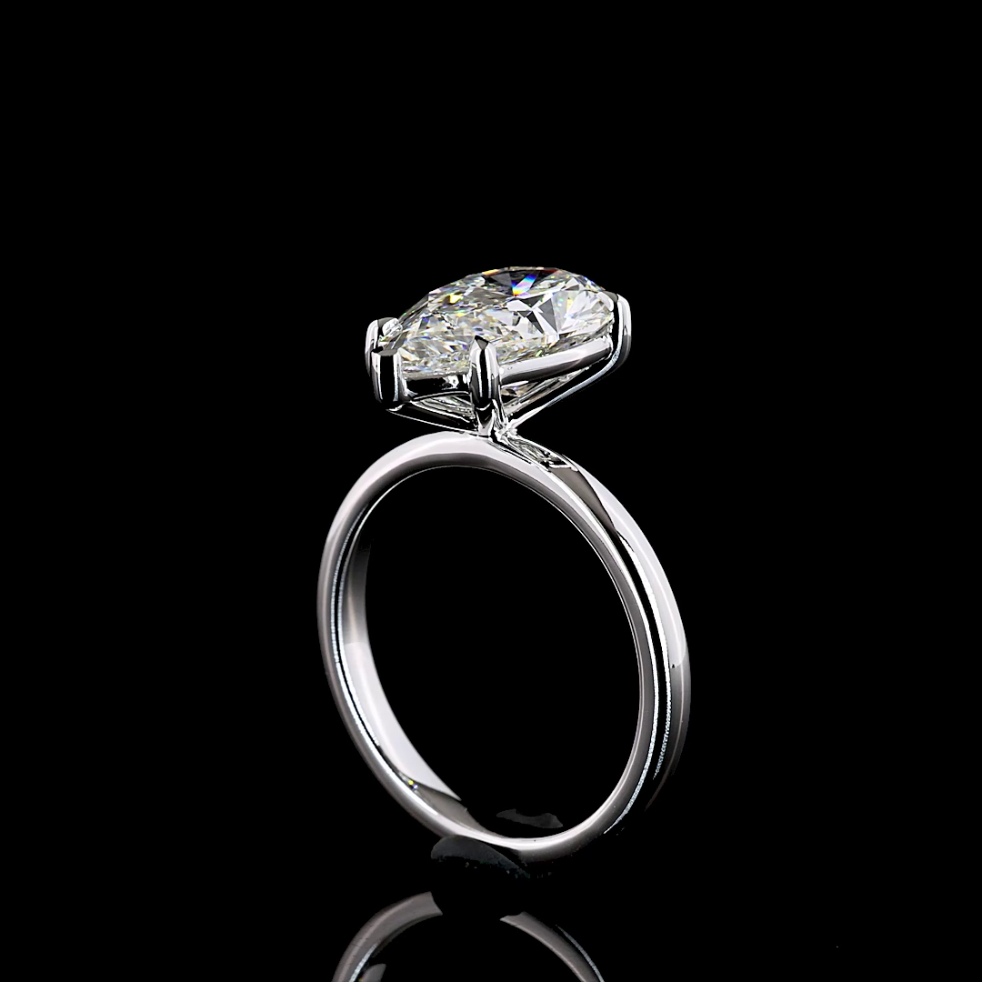 3.6 CT Pear Lab Grown Diamond Engagement Ring in 14K White Gold