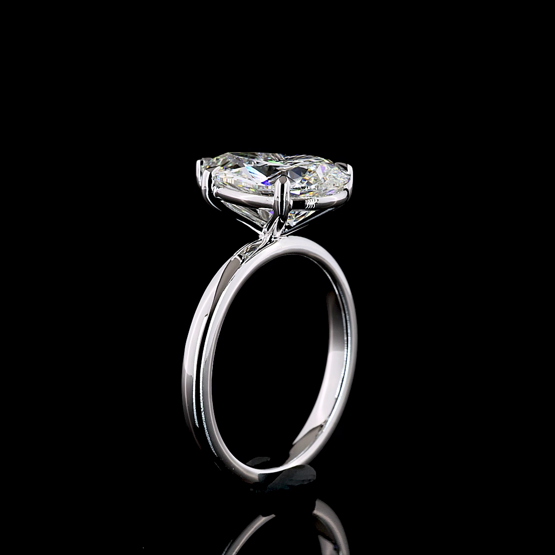 3.6 CT Pear Lab Grown Diamond Engagement Ring in 14K White Gold