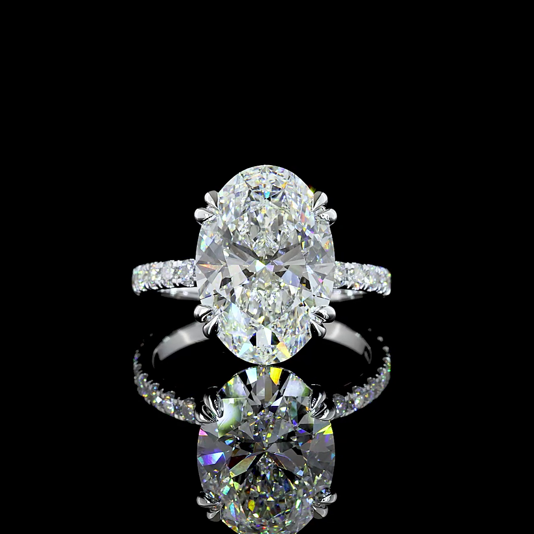 6.78 CT Oval Lab Grown Diamond Engagement Ring in 14K White Gold