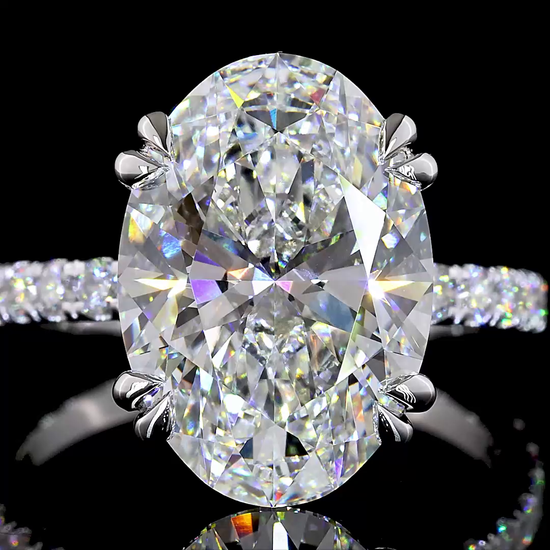6.78 CT Oval Lab Grown Diamond Engagement Ring in 14K White Gold