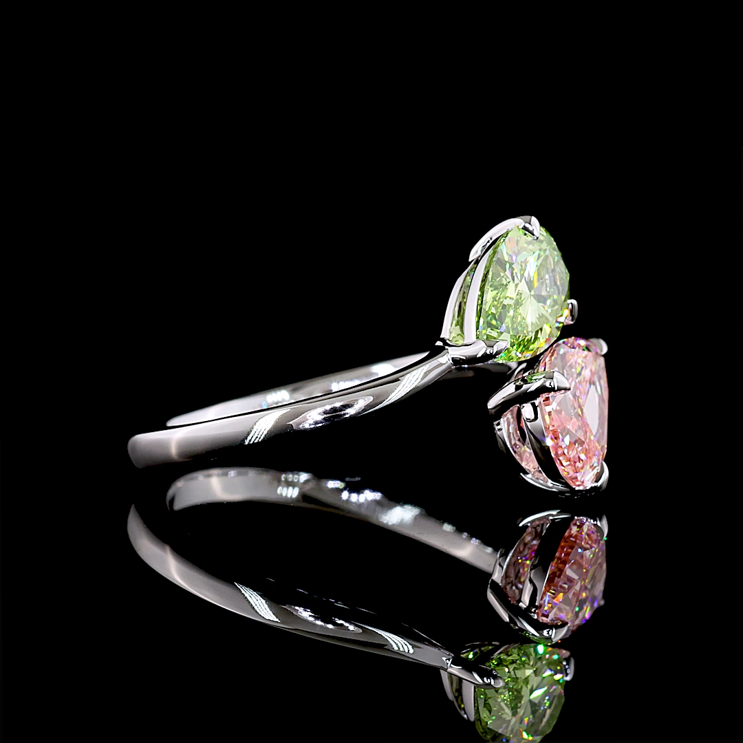 2.51 CT Pear Lab Grown Diamond Ring in 14K White Gold