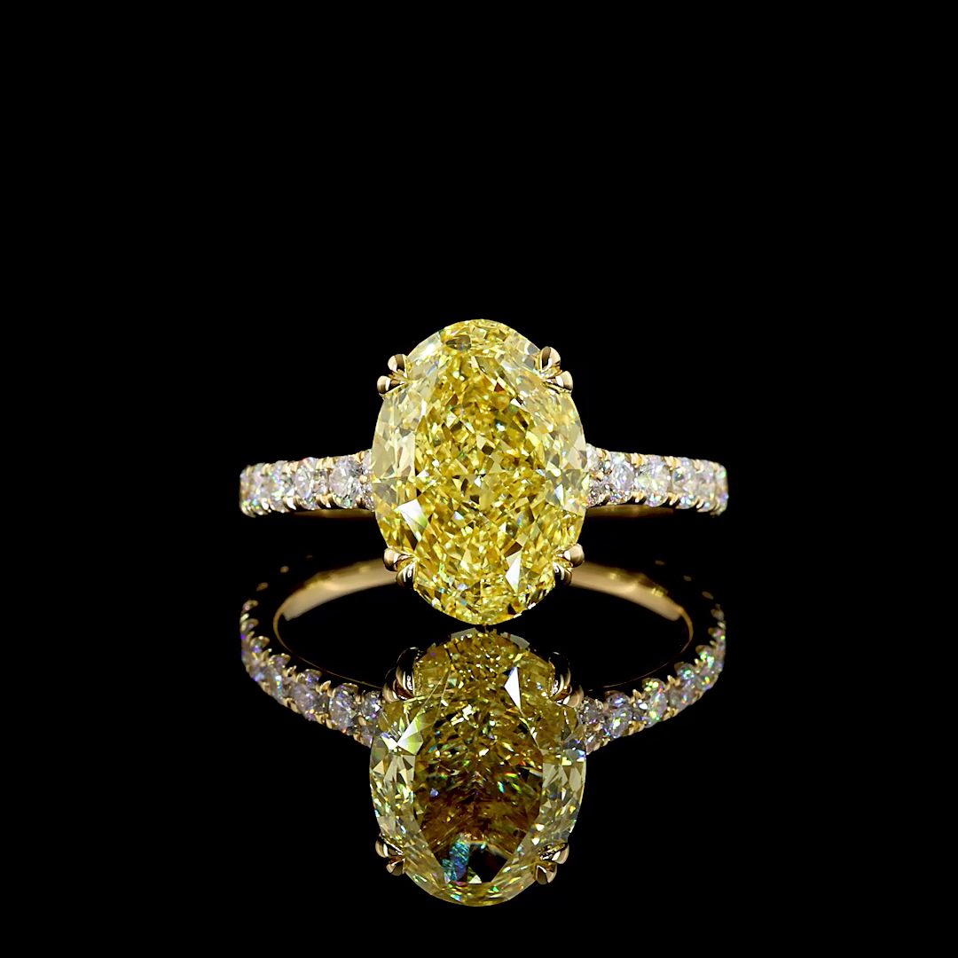 4.84 CT Oval Lab Grown Diamond Engagement Ring in 18K Yellow Gold