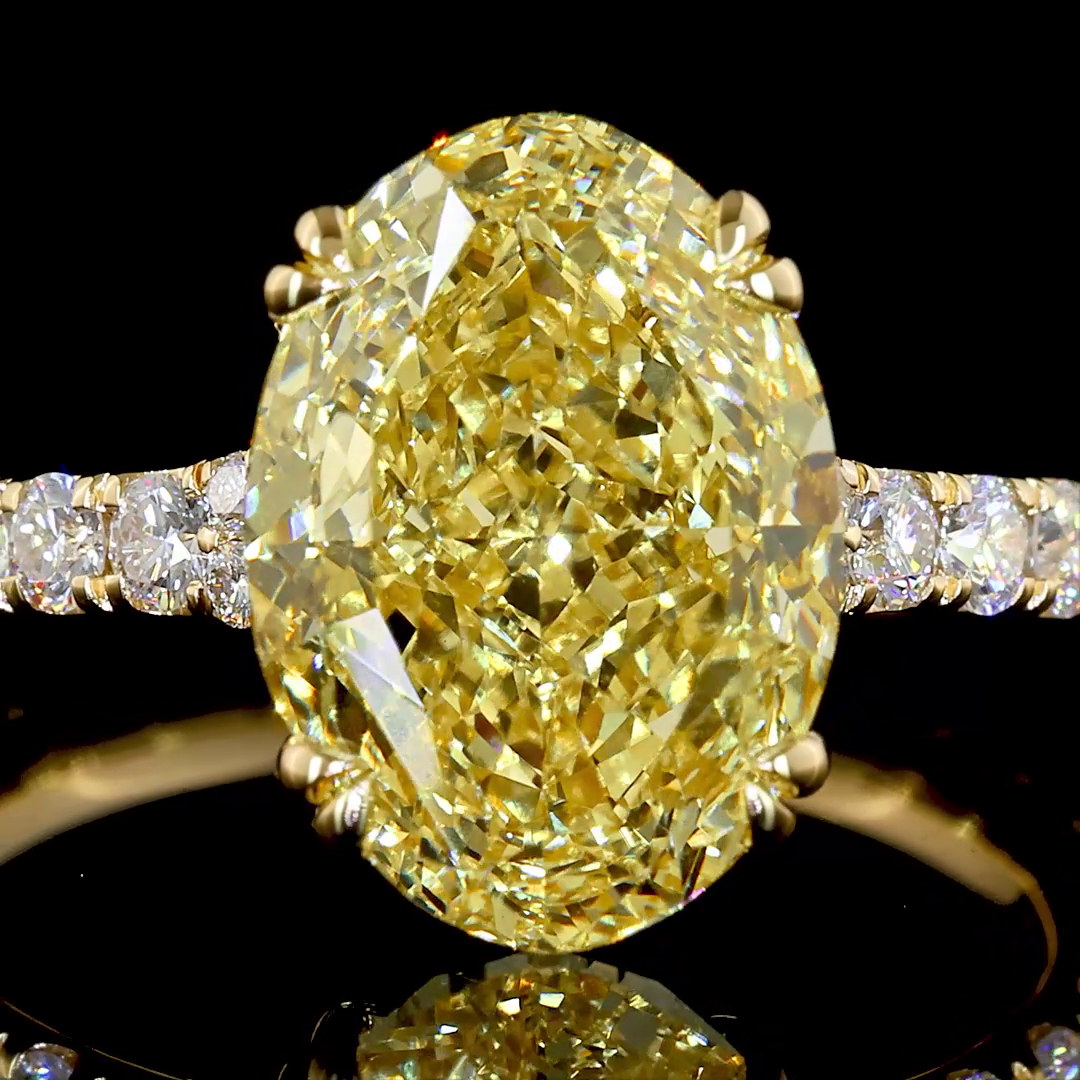 4.84 CT Oval Lab Grown Diamond Engagement Ring in 18K Yellow Gold