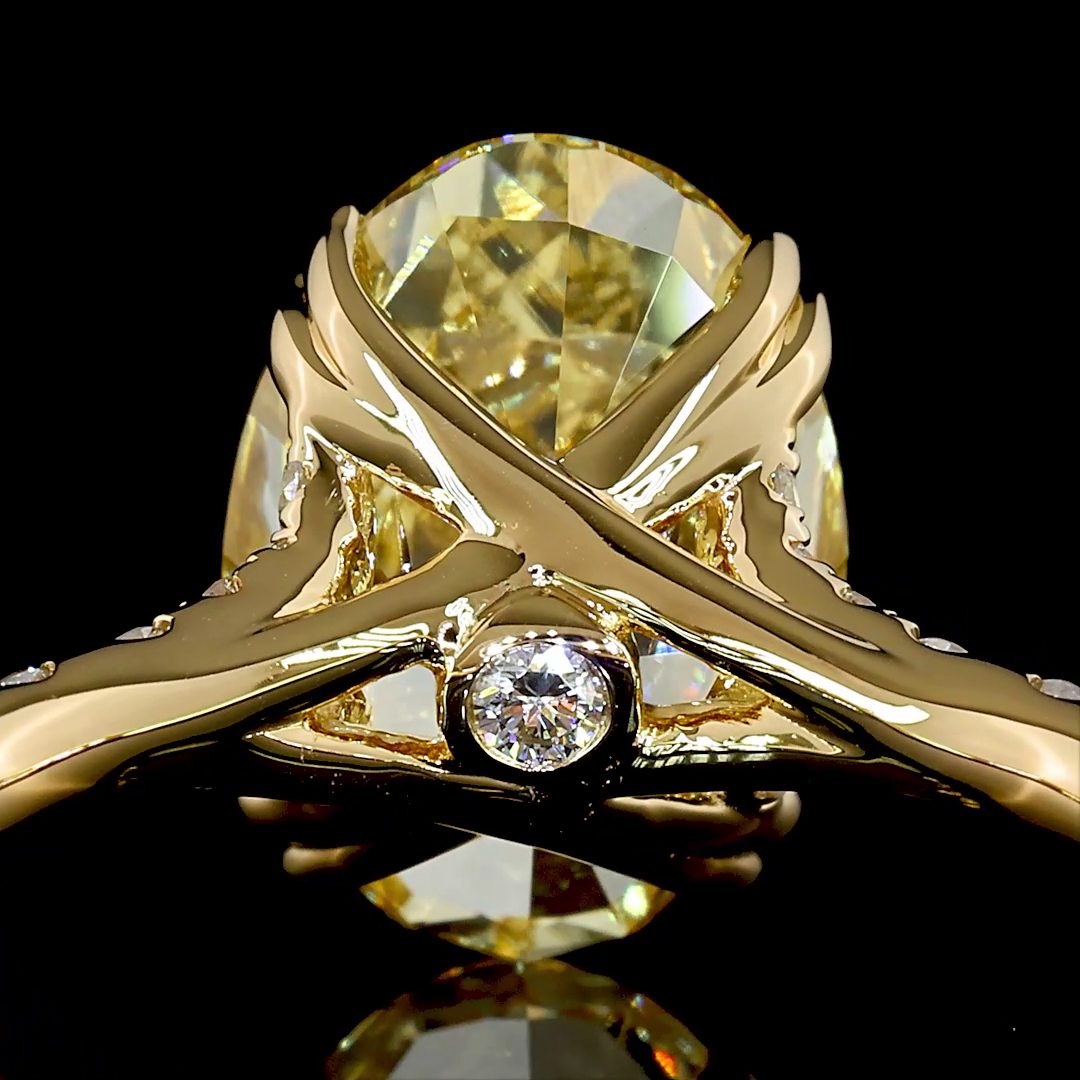4.84 CT Oval Lab Grown Diamond Engagement Ring in 18K Yellow Gold