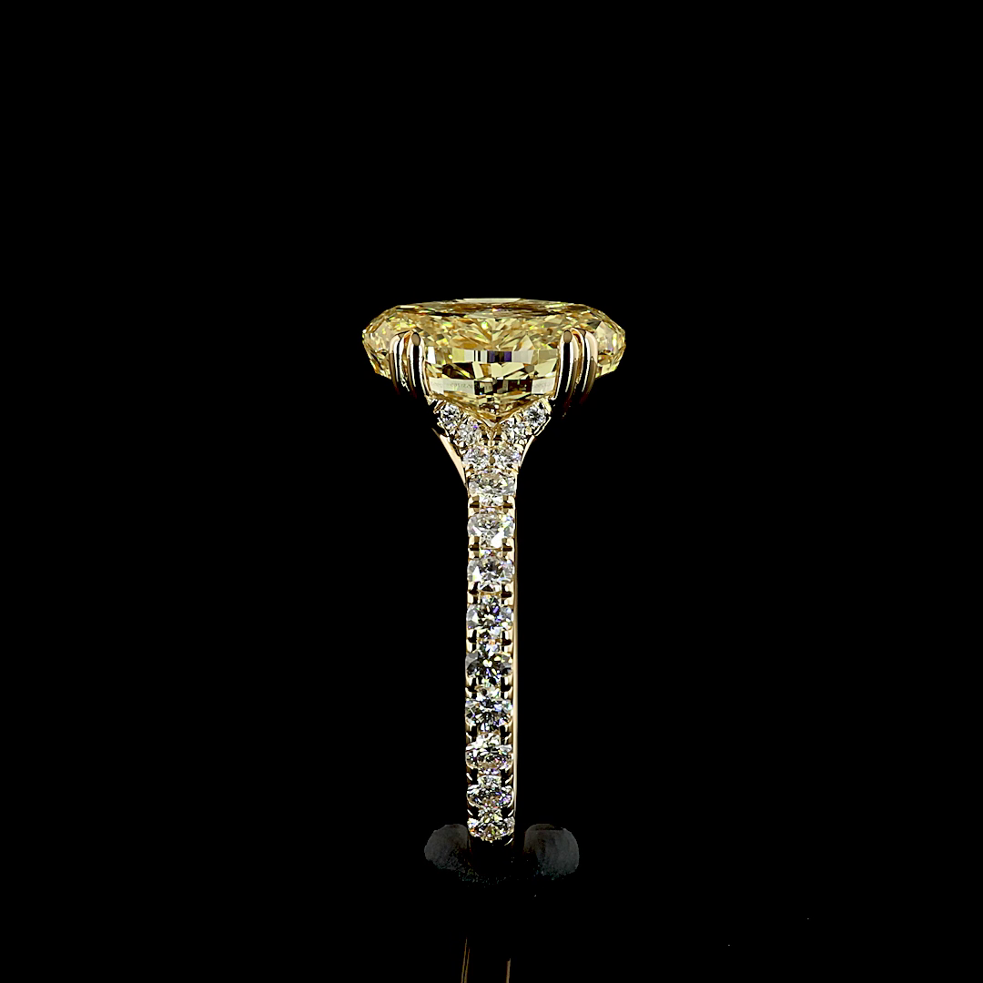 4.84 CT Oval Lab Grown Diamond Engagement Ring in 18K Yellow Gold