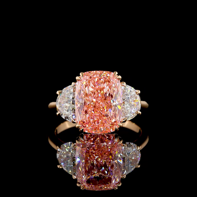 6.19 CT Cushion Lab Grown Diamond Ring in 18K Rose Gold