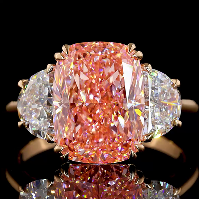 6.19 CT Cushion Lab Grown Diamond Ring in 18K Rose Gold