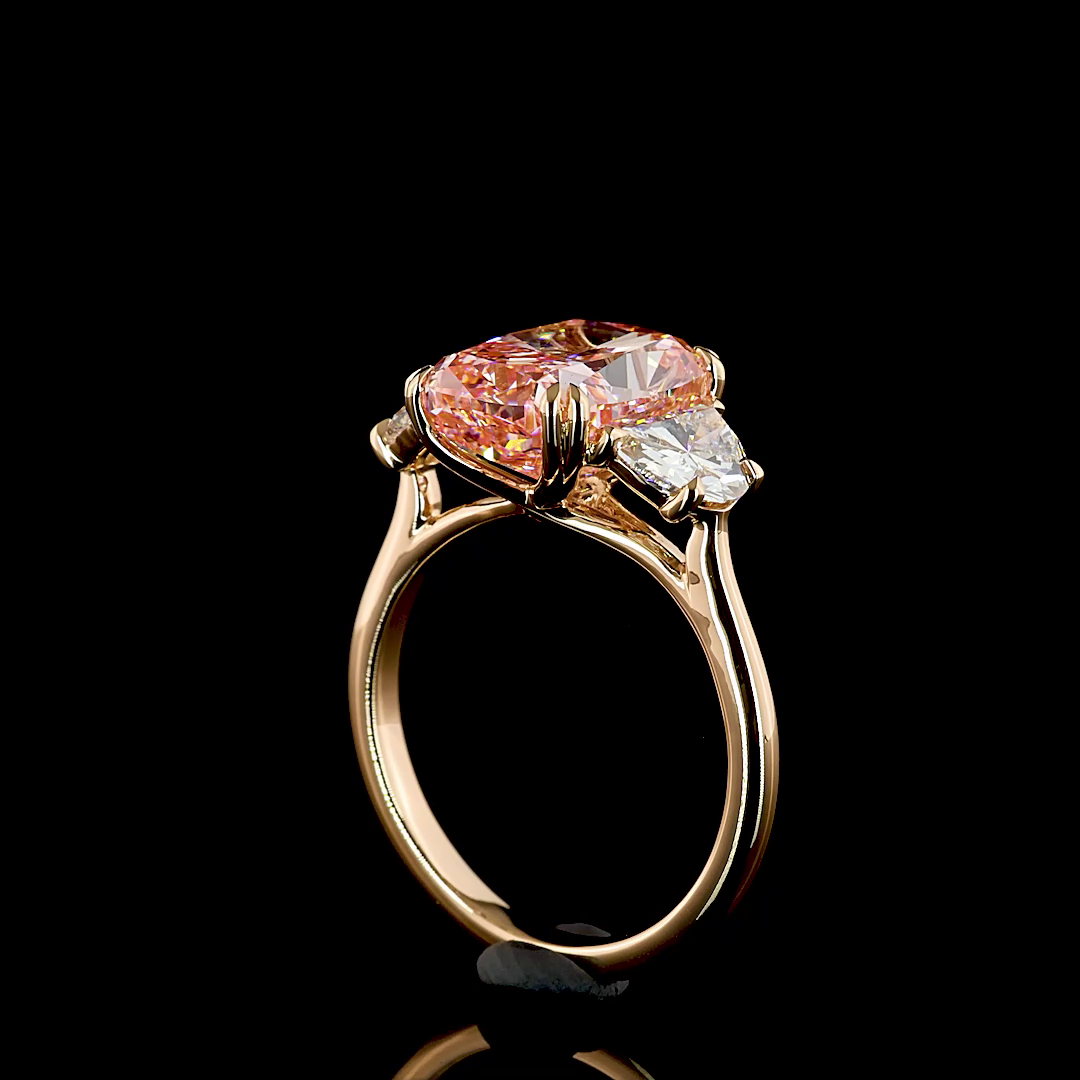 6.19 CT Cushion Lab Grown Diamond Ring in 18K Rose Gold