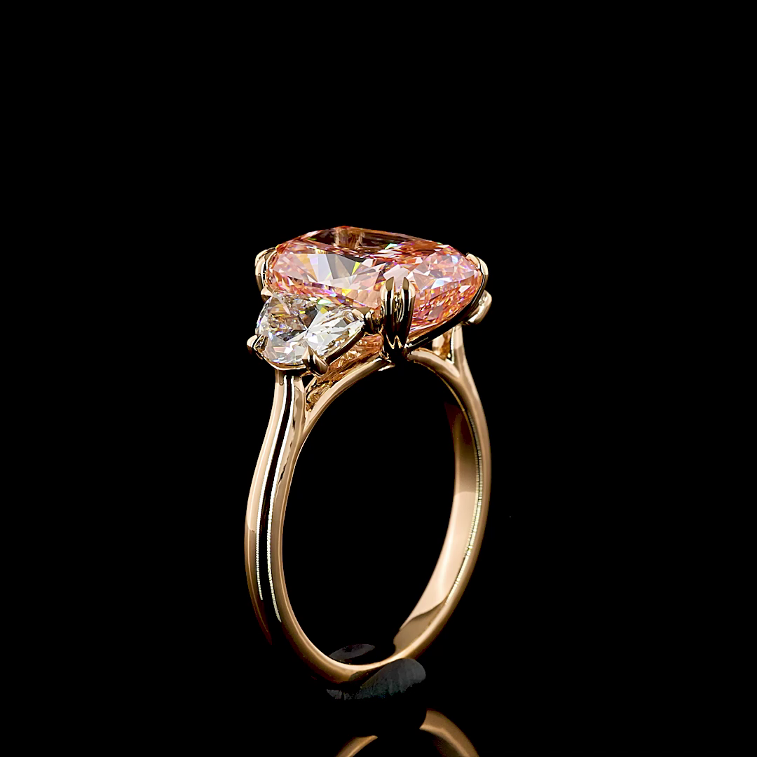 6.19 CT Cushion Lab Grown Diamond Ring in 18K Rose Gold