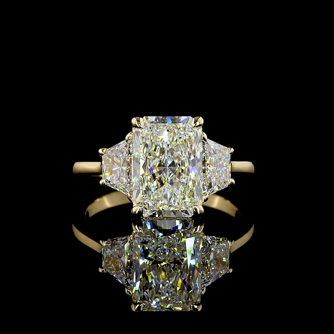 5.24 CT Radiant Lab Grown Diamond Engagement Ring in 14K Yellow Gold