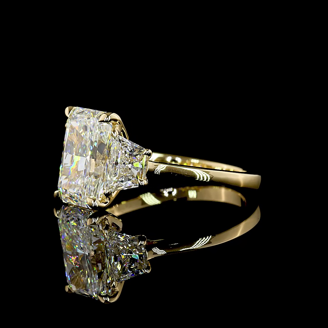 5.24 CT Radiant Lab Grown Diamond Engagement Ring in 14K Yellow Gold