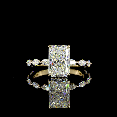 3.51 CT Radiant Lab Grown Diamond Engagement Ring in 14K Yellow Gold