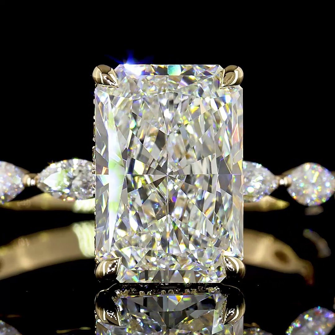 3.51 CT Radiant Lab Grown Diamond Engagement Ring in 14K Yellow Gold