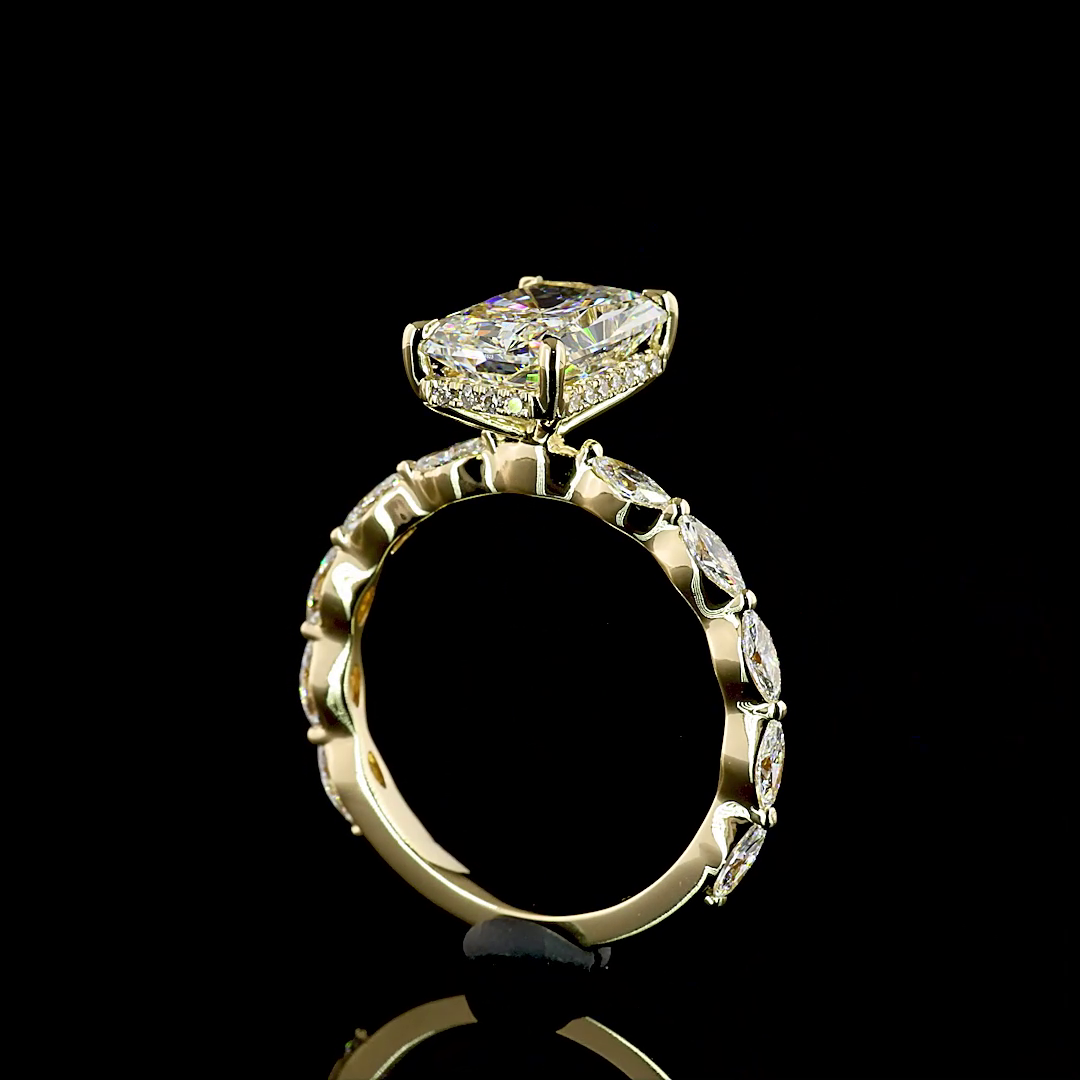 3.51 CT Radiant Lab Grown Diamond Engagement Ring in 14K Yellow Gold