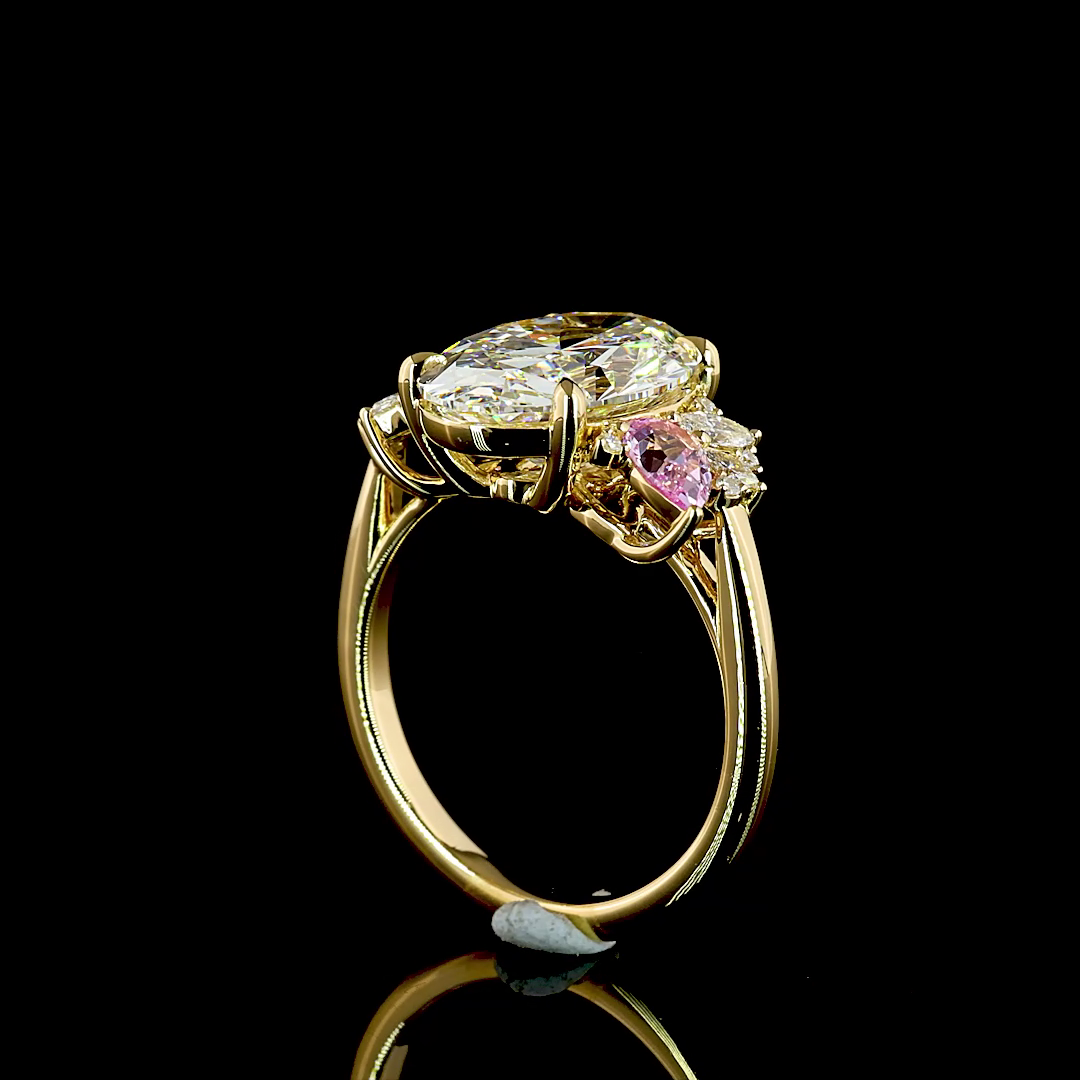 4.33 CT Oval Lab Grown Diamond Engagement Ring in 18K Yellow Gold