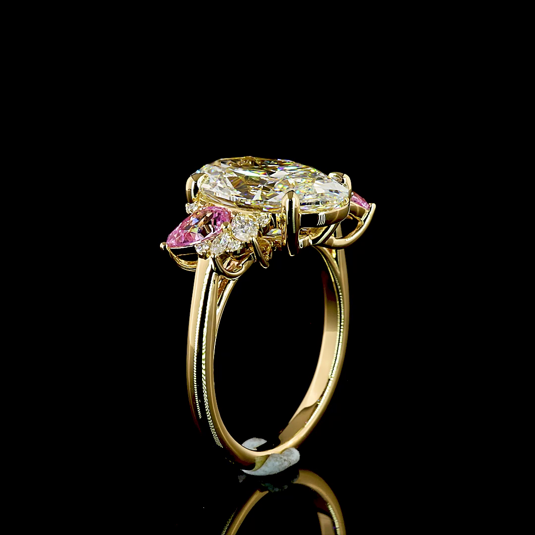 4.33 CT Oval Lab Grown Diamond Engagement Ring in 18K Yellow Gold