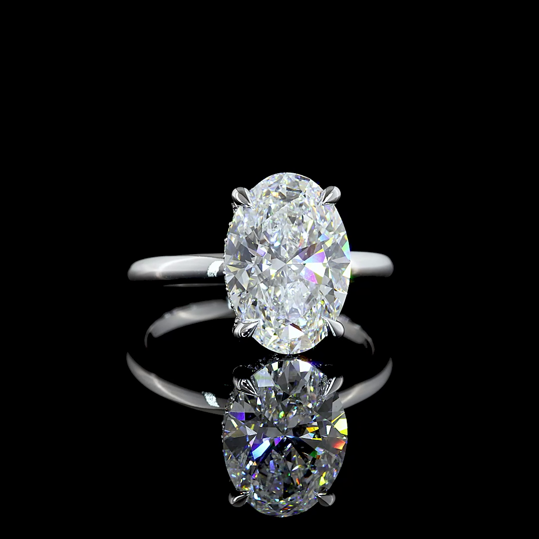 4.18 CT Oval Lab Grown Diamond Engagement Ring in 14K White Gold