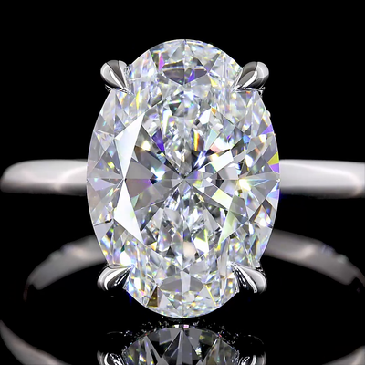 4.18 CT Oval Lab Grown Diamond Engagement Ring in 14K White Gold