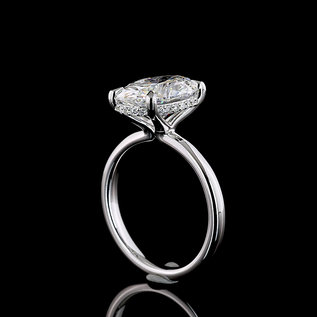 4.18 CT Oval Lab Grown Diamond Engagement Ring in 14K White Gold