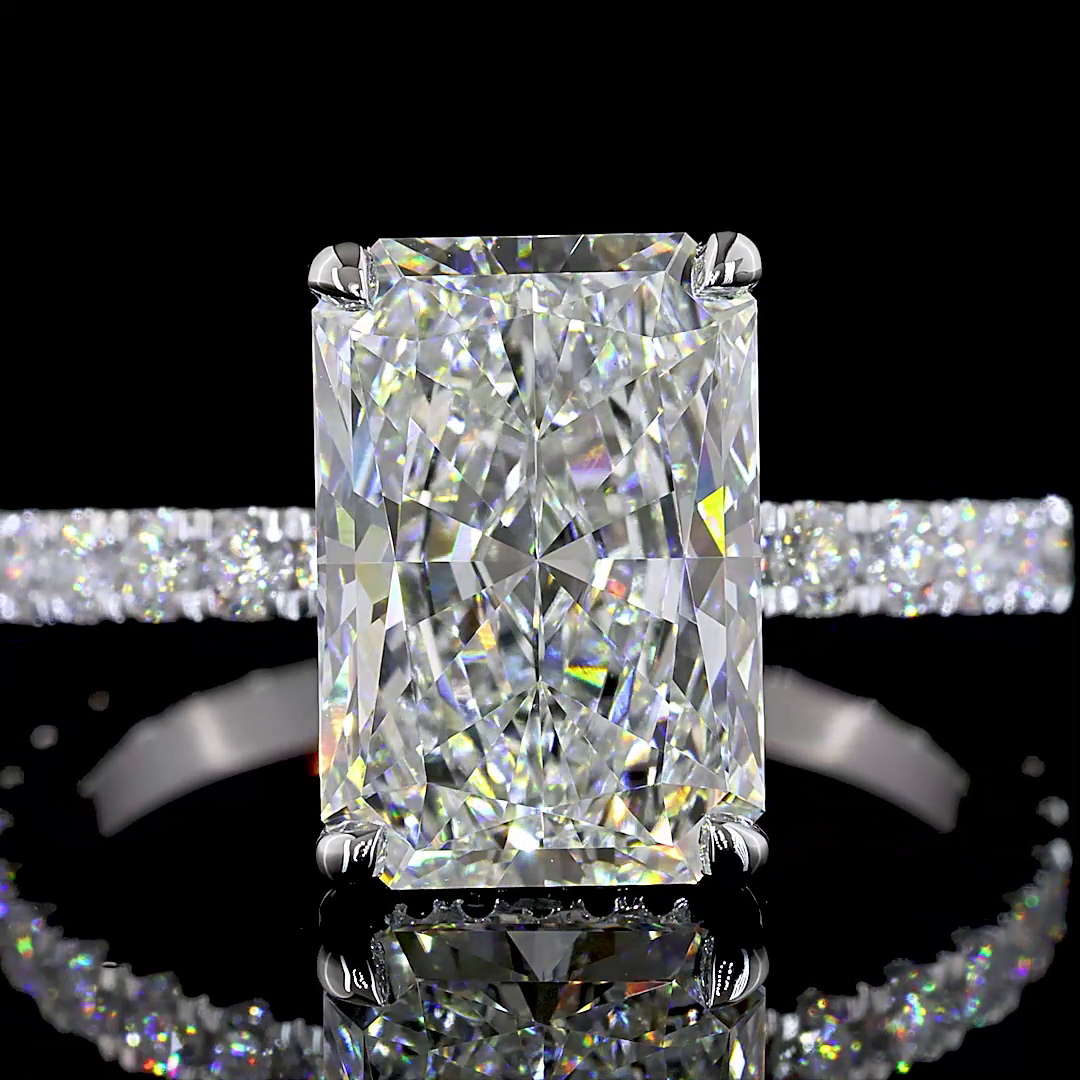 5.01 CT Radiant Lab Grown Diamond Engagement Ring in 14K White Gold