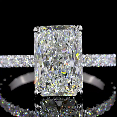 5.01 CT Radiant Lab Grown Diamond Engagement Ring in 14K White Gold