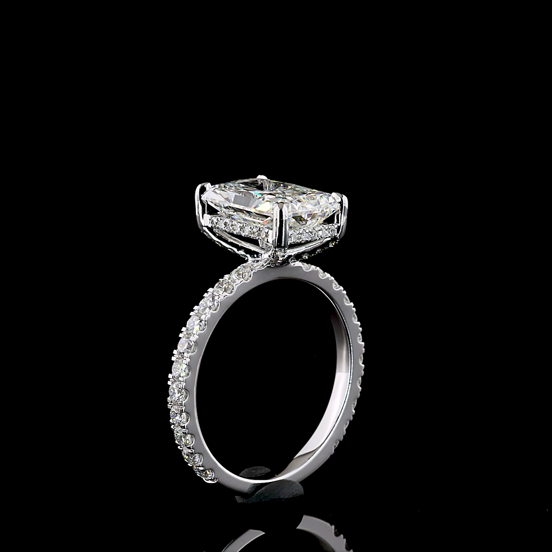 5.01 CT Radiant Lab Grown Diamond Engagement Ring in 14K White Gold