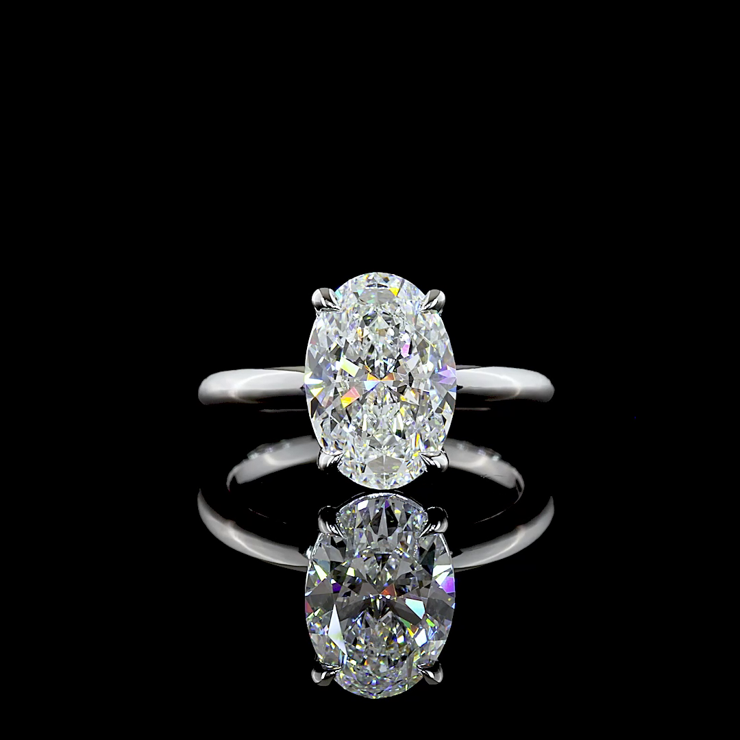 3.12 CT Oval Lab Grown Diamond Engagement Ring in 14K White Gold