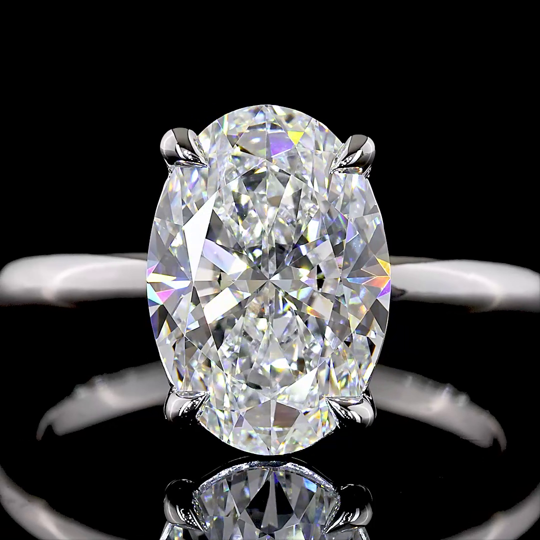 3.12 CT Oval Lab Grown Diamond Engagement Ring in 14K White Gold