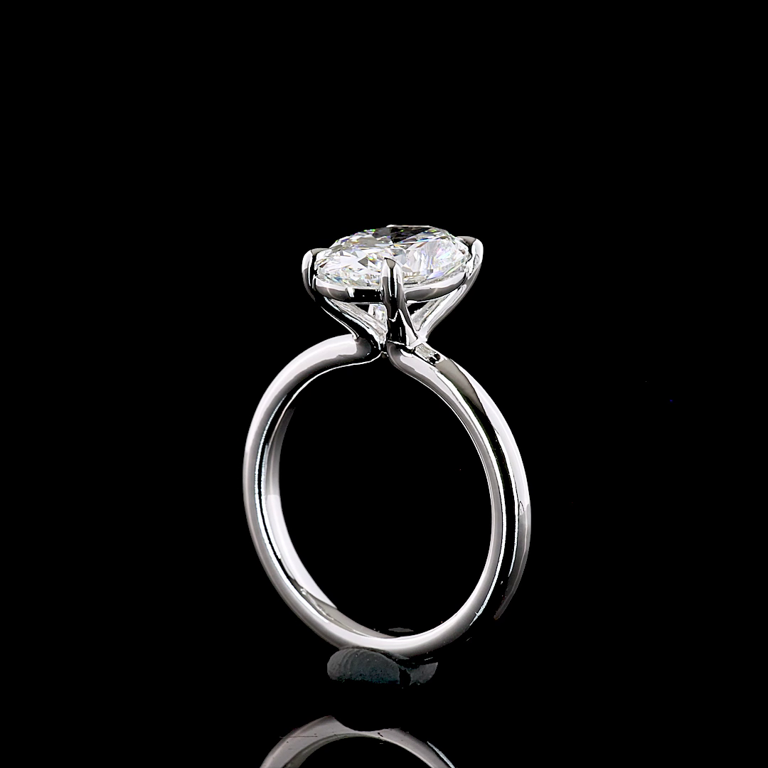 3.12 CT Oval Lab Grown Diamond Engagement Ring in 14K White Gold