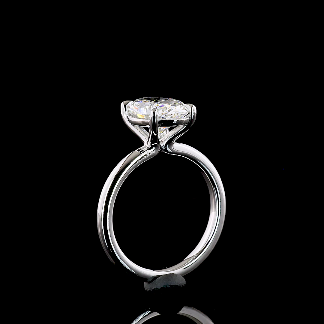 3.12 CT Oval Lab Grown Diamond Engagement Ring in 14K White Gold