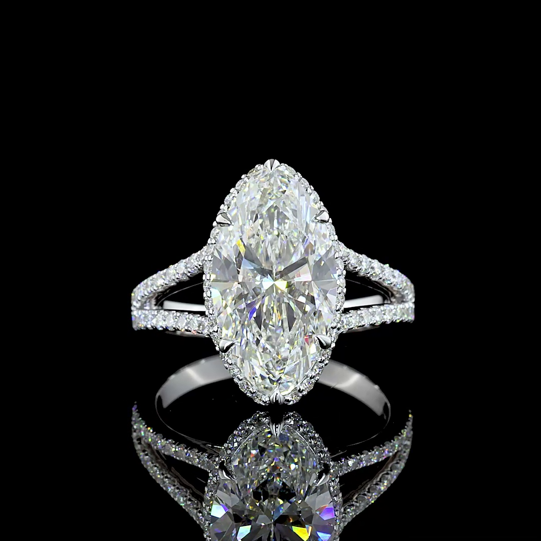 5.18 CT Oval Lab Grown Diamond Engagement Ring in 14K White Gold