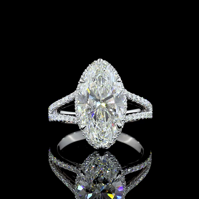 5.18 CT Oval Lab Grown Diamond Engagement Ring in 14K White Gold