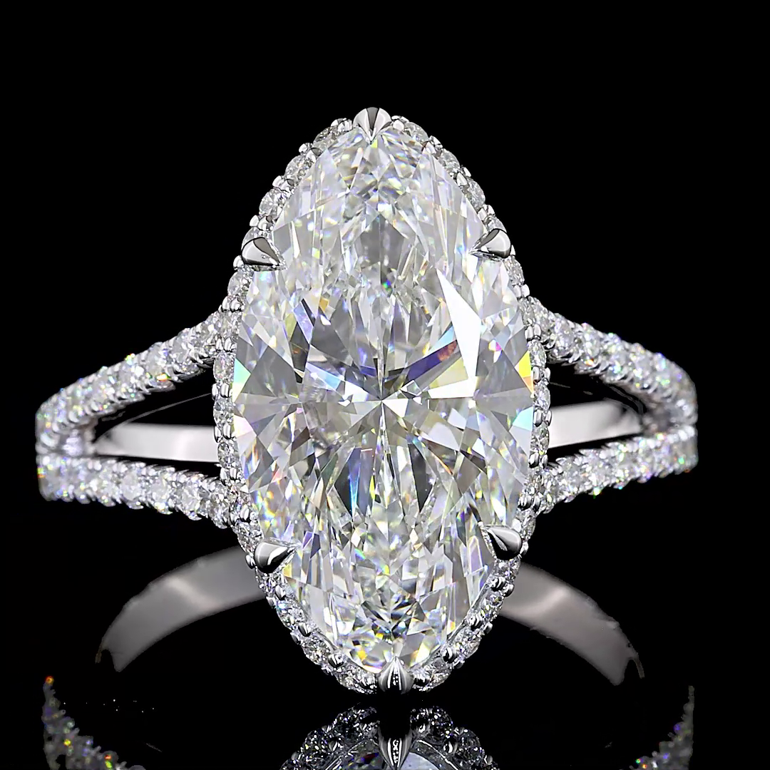 5.18 CT Oval Lab Grown Diamond Engagement Ring in 14K White Gold