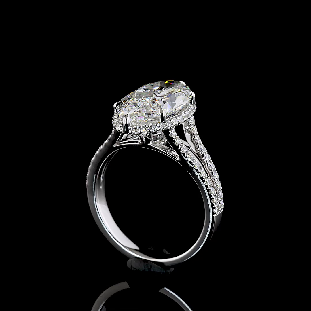 5.18 CT Oval Lab Grown Diamond Engagement Ring in 14K White Gold