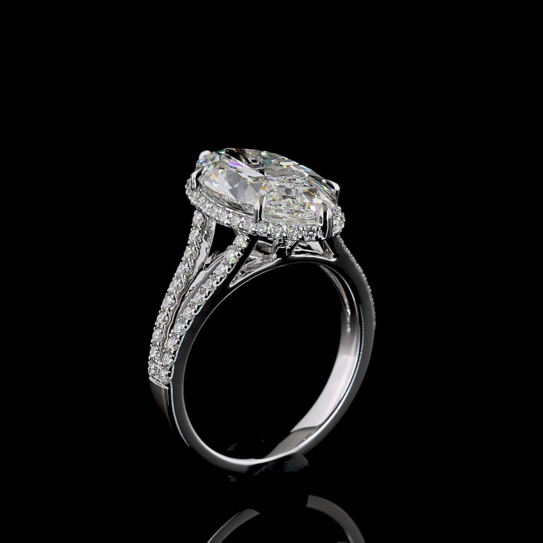 5.18 CT Oval Lab Grown Diamond Engagement Ring in 14K White Gold