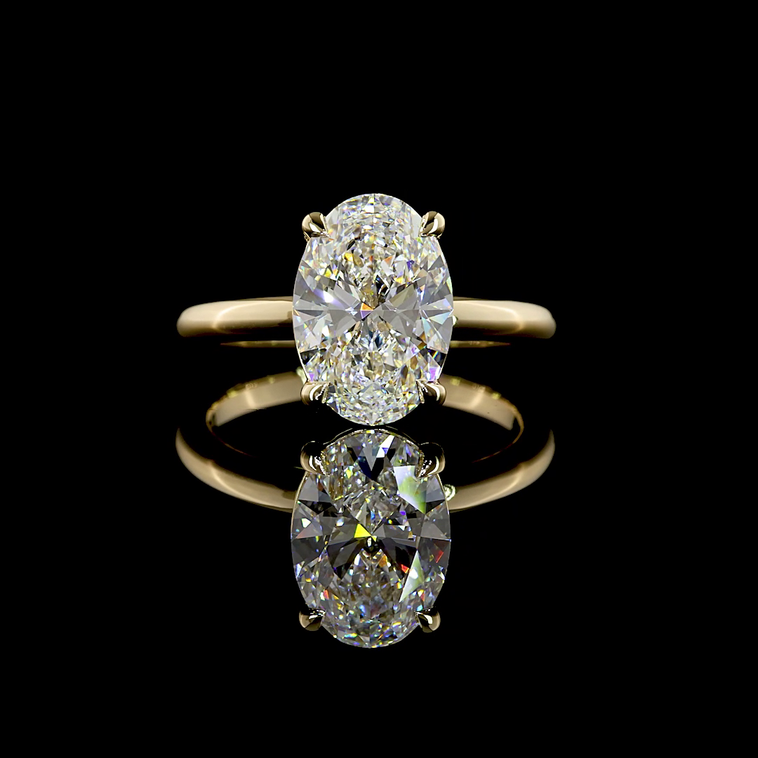 3.01 CT Oval Lab Grown Diamond Engagement Ring in 14K Yellow Gold