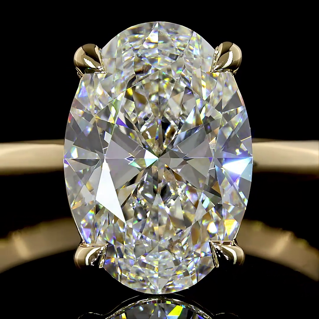3.01 CT Oval Lab Grown Diamond Engagement Ring in 14K Yellow Gold